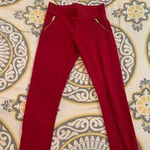 CHEROKEE GIRLS RED DRESS PANTS WITH GOLD ZIPPERS